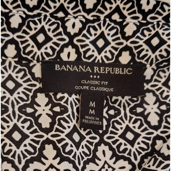 Banana Republic Black & White Button Down Shirt Blouse Top Sz medium - Picture 8 of 10